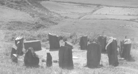  Drombeg stone circle, Country Cork, Ireland.  Though favored by modern druids, such circles antedate the Celts. Photo by Leslie A. Carroll