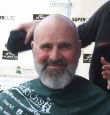 Bob Carroll getting his head shaved on St. Baldrick's Day