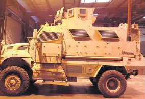 Mine-resistant, ambush protected vehicle for intimidating unruly college students